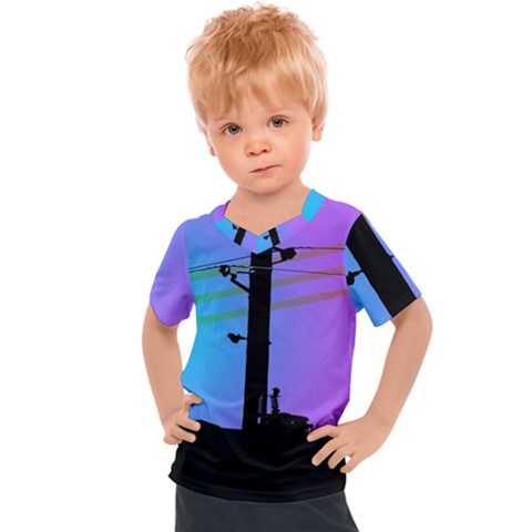 Vaporwave Wires And Transformer Kids  Sports Tee by WetdryvacsLair