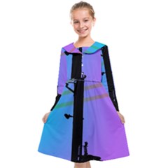 Vaporwave Wires And Transformer Kids  Midi Sailor Dress by WetdryvacsLair