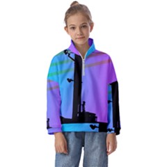 Vaporwave Wires And Transformer Kids  Half Zip Hoodie