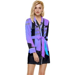 Vaporwave Wires And Transformer Long Sleeve Satin Robe by WetdryvacsLair