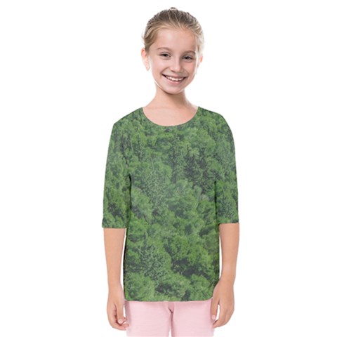 Leafy Forest Landscape Photo Kids  Quarter Sleeve Raglan Tee by dflcprintsclothing