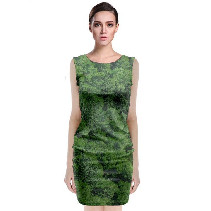 Leafy Forest Landscape Photo Classic Sleeveless Midi Dress