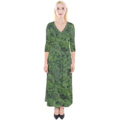 Leafy Forest Landscape Photo Quarter Sleeve Wrap Maxi Dress