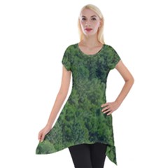 Leafy Forest Landscape Photo Short Sleeve Side Drop Tunic by dflcprintsclothing