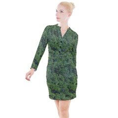 Leafy Forest Landscape Photo Button Long Sleeve Dress by dflcprintsclothing