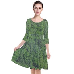 Leafy Forest Landscape Photo Quarter Sleeve Waist Band Dress by dflcprintsclothing