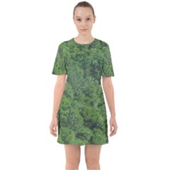 Leafy Forest Landscape Photo Sixties Short Sleeve Mini Dress by dflcprintsclothing