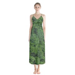 Leafy Forest Landscape Photo Button Up Chiffon Maxi Dress by dflcprintsclothing