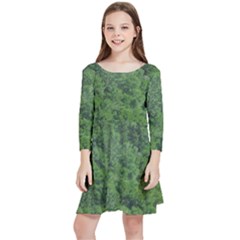 Leafy Forest Landscape Photo Kids  Quarter Sleeve Skater Dress by dflcprintsclothing