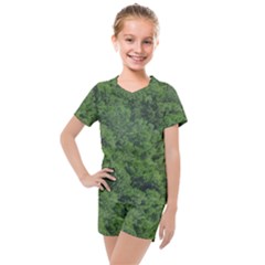 Leafy Forest Landscape Photo Kids  Mesh Tee And Shorts Set