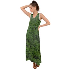 Leafy Forest Landscape Photo V-neck Chiffon Maxi Dress by dflcprintsclothing