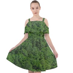 Leafy Forest Landscape Photo Cut Out Shoulders Chiffon Dress by dflcprintsclothing