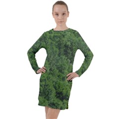 Leafy Forest Landscape Photo Long Sleeve Hoodie Dress by dflcprintsclothing