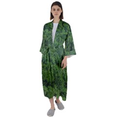 Leafy Forest Landscape Photo Maxi Satin Kimono by dflcprintsclothing