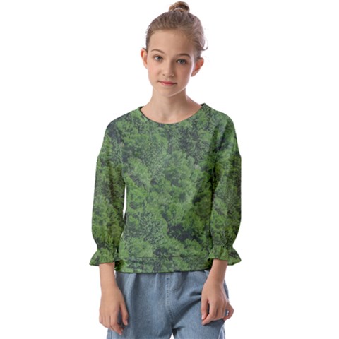 Leafy Forest Landscape Photo Kids  Cuff Sleeve Top by dflcprintsclothing