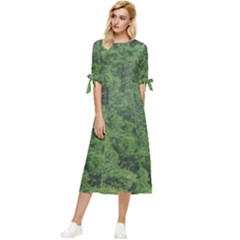 Leafy Forest Landscape Photo Bow Sleeve Chiffon Midi Dress by dflcprintsclothing