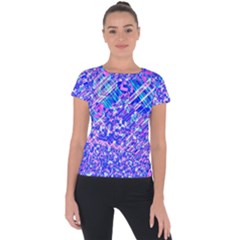 Root Humanity Bar And Qr Code Combo In Purple And Blue Short Sleeve Sports Top  by WetdryvacsLair