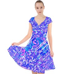 Root Humanity Bar And Qr Code Combo In Purple And Blue Cap Sleeve Front Wrap Midi Dress by WetdryvacsLair