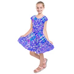 Root Humanity Bar And Qr Code Combo In Purple And Blue Kids  Short Sleeve Dress by WetdryvacsLair