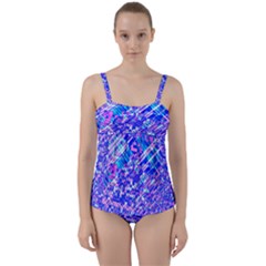 Root Humanity Bar And Qr Code Combo In Purple And Blue Twist Front Tankini Set by WetdryvacsLair