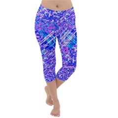 Root Humanity Bar And Qr Code Combo In Purple And Blue Lightweight Velour Capri Yoga Leggings by WetdryvacsLair