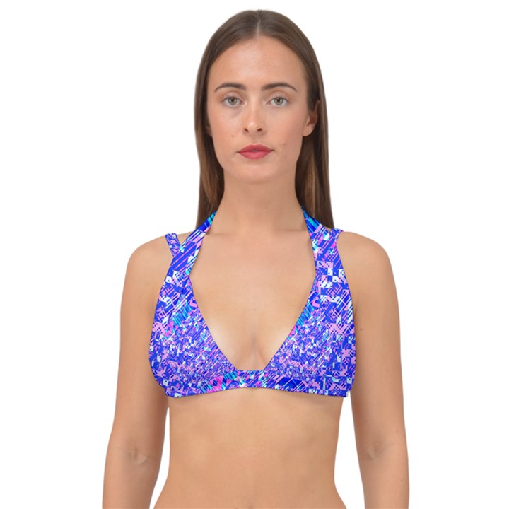 Root Humanity Bar And Qr Code Combo in Purple and Blue Double Strap Halter Bikini Top