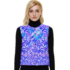 Root Humanity Bar And Qr Code Combo In Purple And Blue Women s Short Button Up Puffer Vest