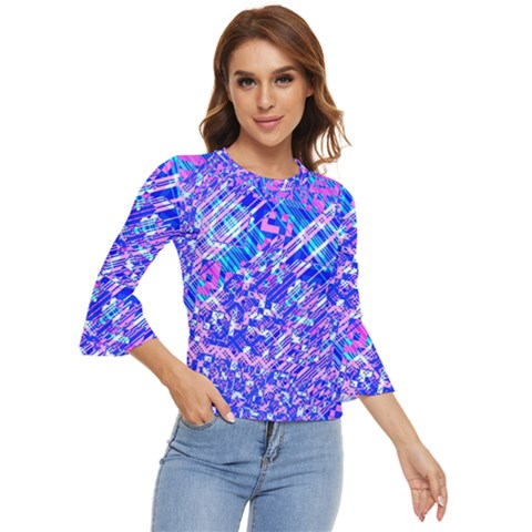 Root Humanity Bar And Qr Code Combo In Purple And Blue Bell Sleeve Top by WetdryvacsLair