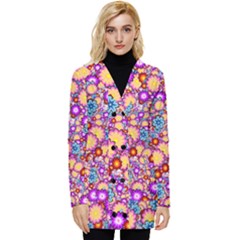 Flower Bomb1 Button Up Hooded Coat  by PatternFactory