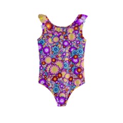 Flower Bomb1 Kids  Frill Swimsuit by PatternFactory