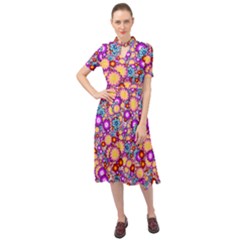 Flower Bomb1 Keyhole Neckline Chiffon Dress