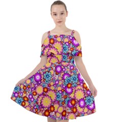 Flower Bomb1 Cut Out Shoulders Chiffon Dress by PatternFactory