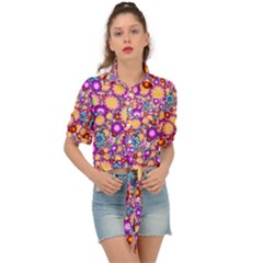 Flower Bomb1 Tie Front Shirt 