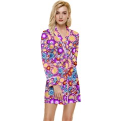 Flower Bomb1 Long Sleeve Satin Robe