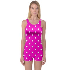 1950 Hello Pink White Dots One Piece Boyleg Swimsuit by SomethingForEveryone