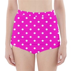 1950 Hello Pink White Dots High-waisted Bikini Bottoms by SomethingForEveryone