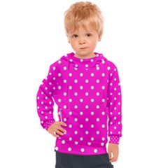 1950 Hello Pink White Dots Kids  Hooded Pullover by SomethingForEveryone