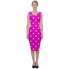 1950 Hello Pink White Dots Sleeveless Pencil Dress by SomethingForEveryone