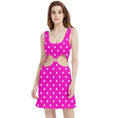 1950 Hello Pink White Dots Velvet Cutout Dress by SomethingForEveryone