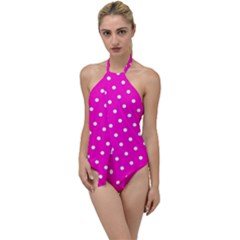 1950 Hello Pink White Dots Go With The Flow One Piece Swimsuit