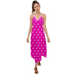 1950 Hello Pink White Dots Halter Tie Back Dress  by SomethingForEveryone