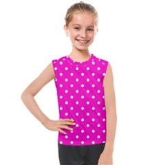 1950 Hello Pink White Dots Kids  Mesh Tank Top by SomethingForEveryone