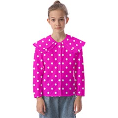 1950 Hello Pink White Dots Kids  Peter Pan Collar Blouse by SomethingForEveryone