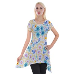 Flower Bomb 2 Short Sleeve Side Drop Tunic by PatternFactory