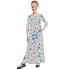 Flower Bomb 2 Kids  Quarter Sleeve Maxi Dress