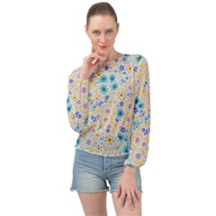 Flower Bomb 2 Banded Bottom Chiffon Top by PatternFactory