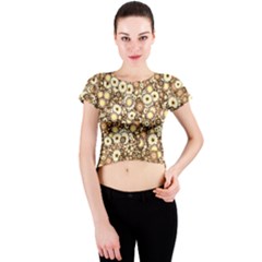 Flower Bomb 3b Crew Neck Crop Top by PatternFactory