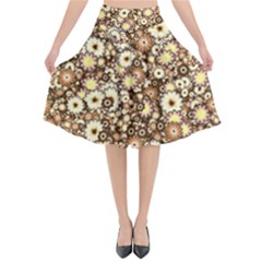 Flower Bomb 3b Flared Midi Skirt by PatternFactory