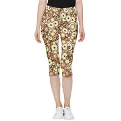 Flower Bomb 3b Inside Out Lightweight Velour Capri Leggings  by PatternFactory