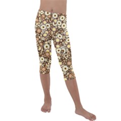 Flower Bomb 3b Kids  Lightweight Velour Capri Leggings  by PatternFactory